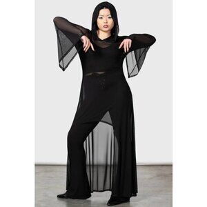 KILLSTAR Sheer Mystery Hooded Cloak Black Size XS Women's NWT